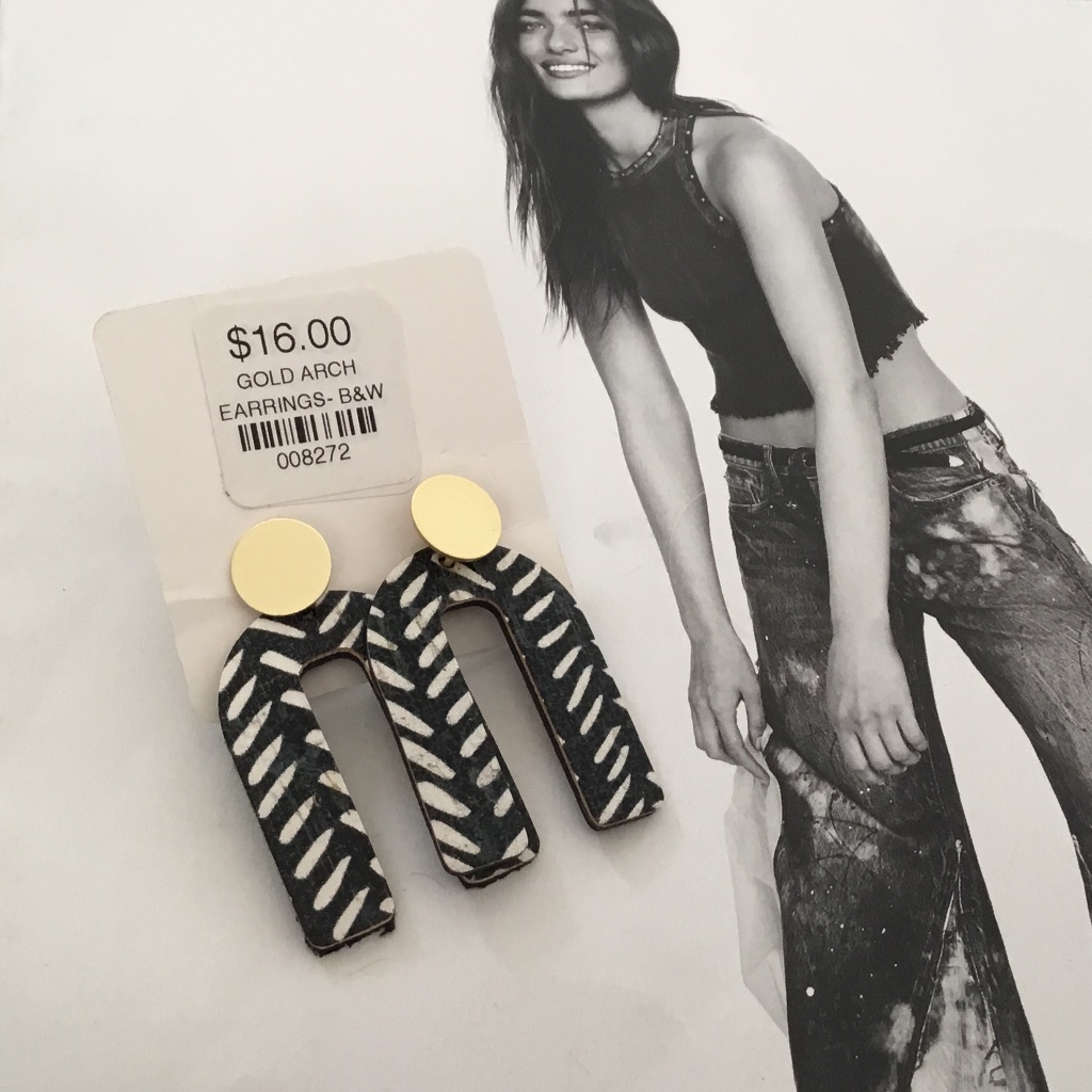 Artisan Crafted Gold Arch Leather Earrings Are New With Tags Post Style 12$